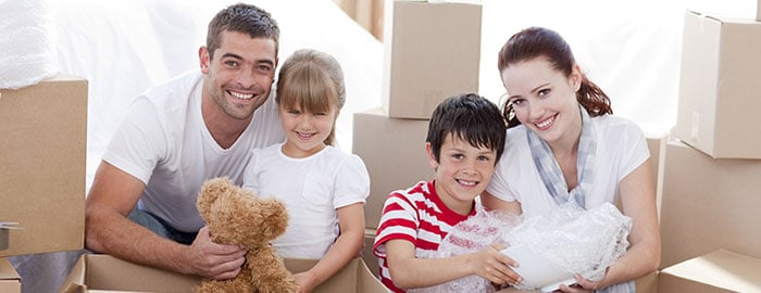 family moving boxes